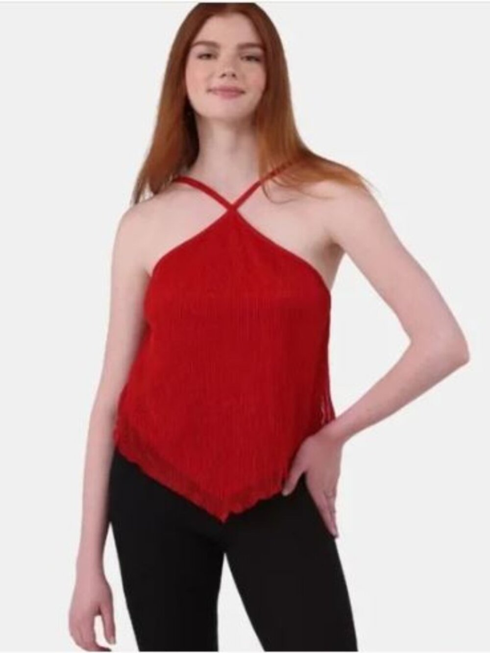 **Moving Sale** NOBO Red Sparkly Layered Top Sz M (8-10) *Fundraiser Item*